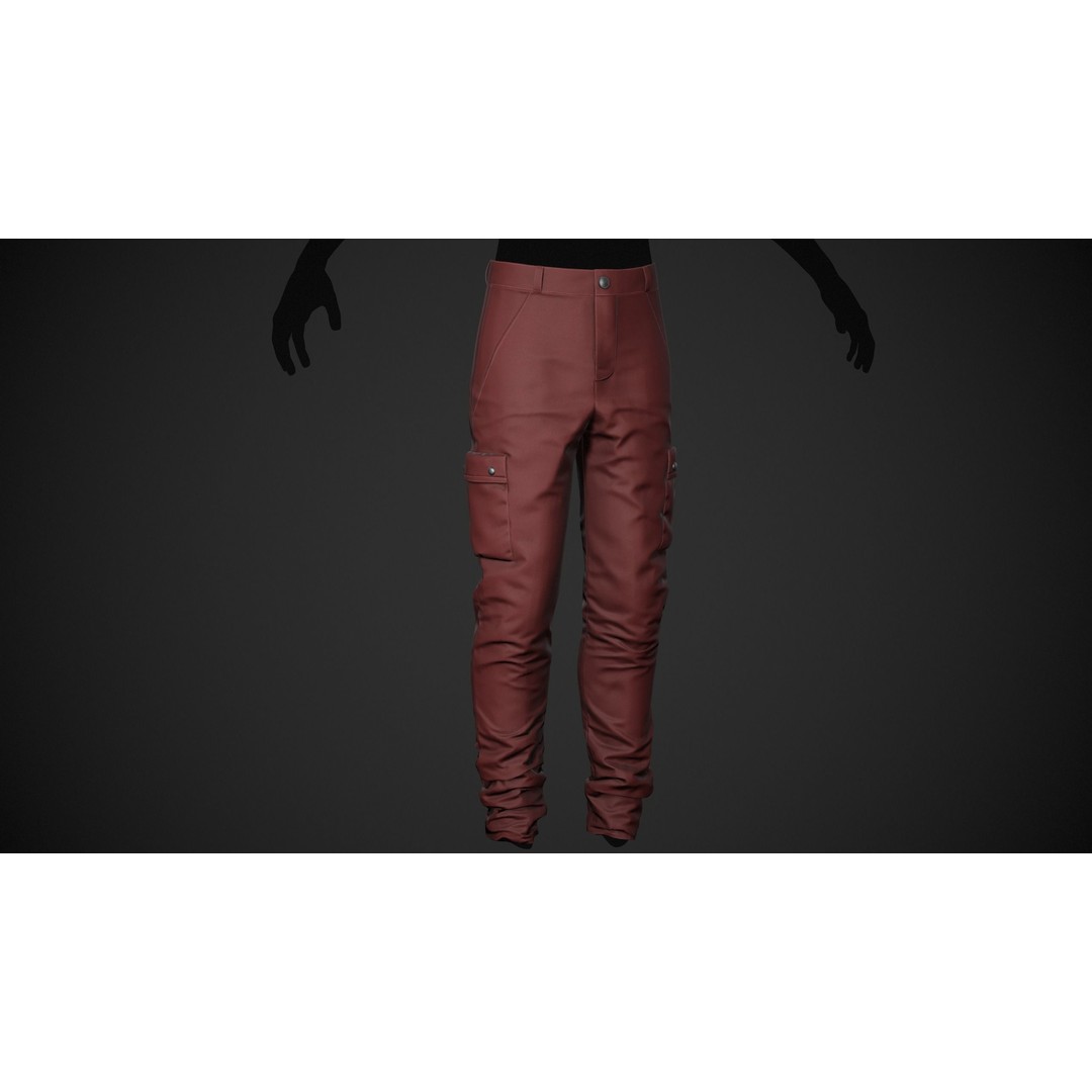 Red Snowboard Pants 3D Model – Low Poly PBR Game Asset, FBX, OBJ - View 5