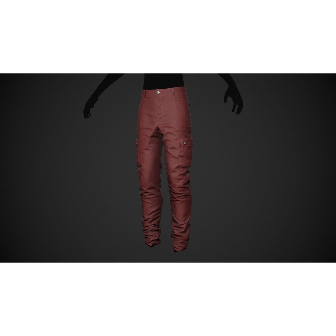 Red Snowboard Pants 3D Model – Low Poly PBR Game Asset, FBX, OBJ - View 6