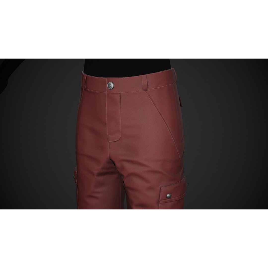 Red Snowboard Pants 3D Model – Low Poly PBR Game Asset, FBX, OBJ - View 8
