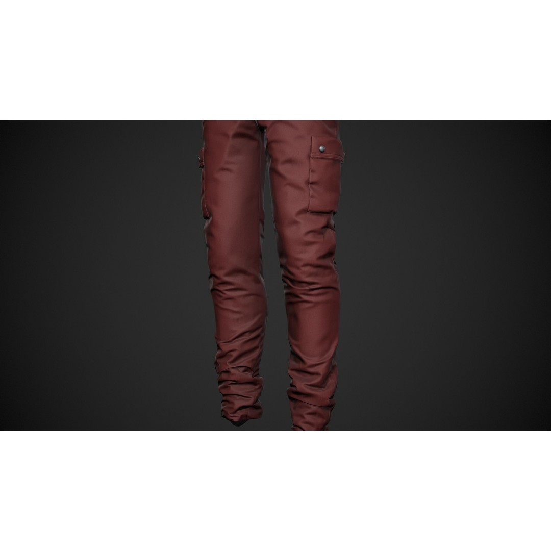 Red Snowboard Pants 3D Model – Low Poly PBR Game Asset, FBX, OBJ - View 9