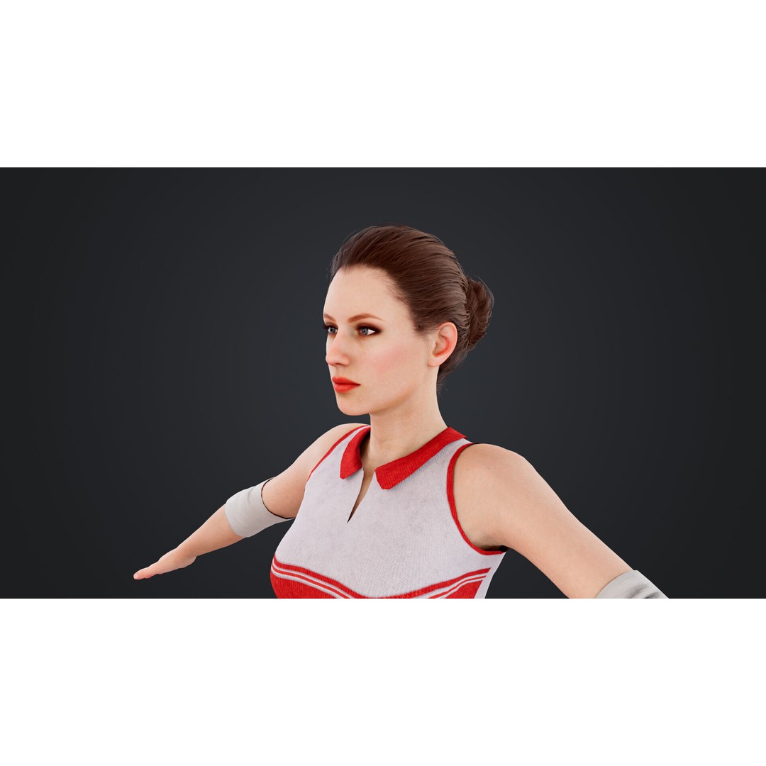 Female Volleyball Player 3D Model – Low Poly Rigged Character, FBX - View 14