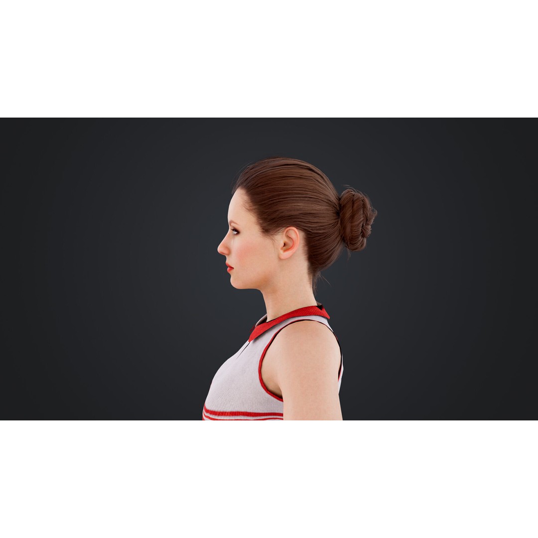 Female Volleyball Player 3D Model – Low Poly Rigged Character, FBX - View 15