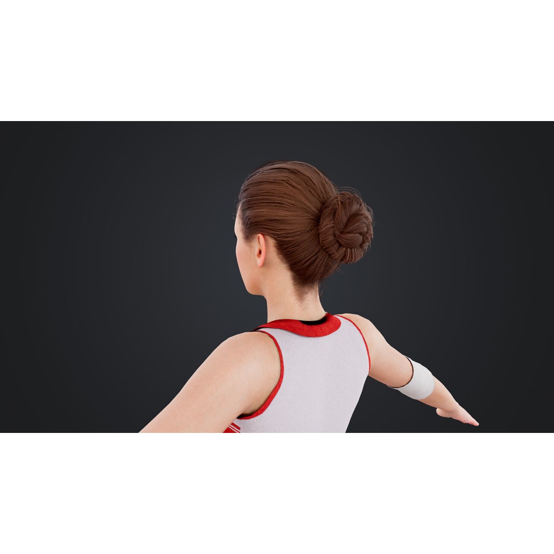 Female Volleyball Player 3D Model – Low Poly Rigged Character, FBX - View 16