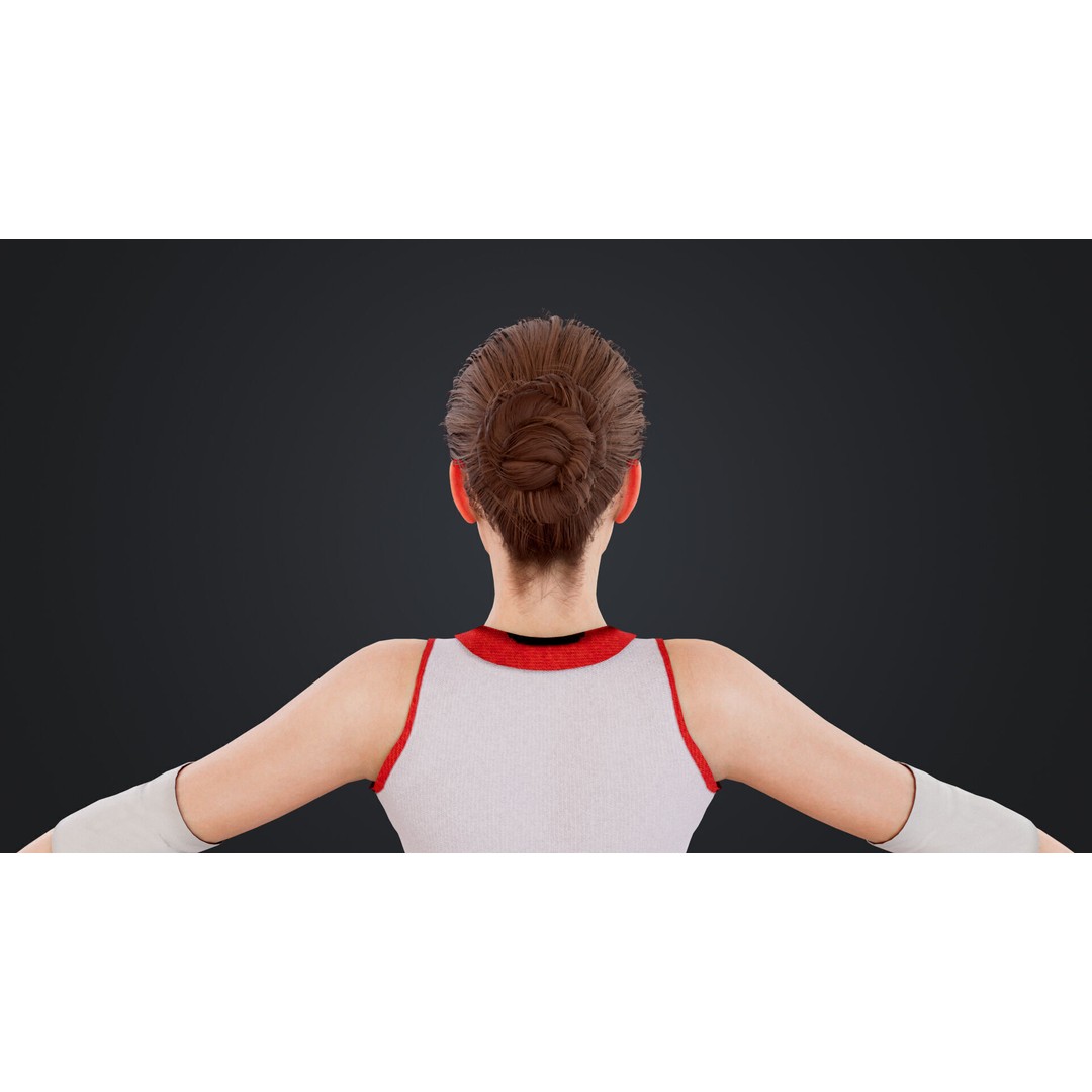 Female Volleyball Player 3D Model – Low Poly Rigged Character, FBX - View 17