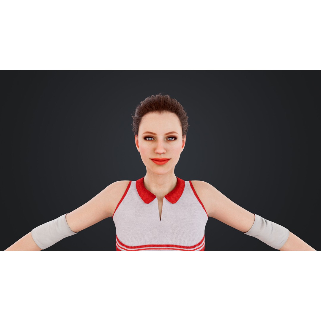 Female Volleyball Player 3D Model – Low Poly Rigged Character, FBX - View 18