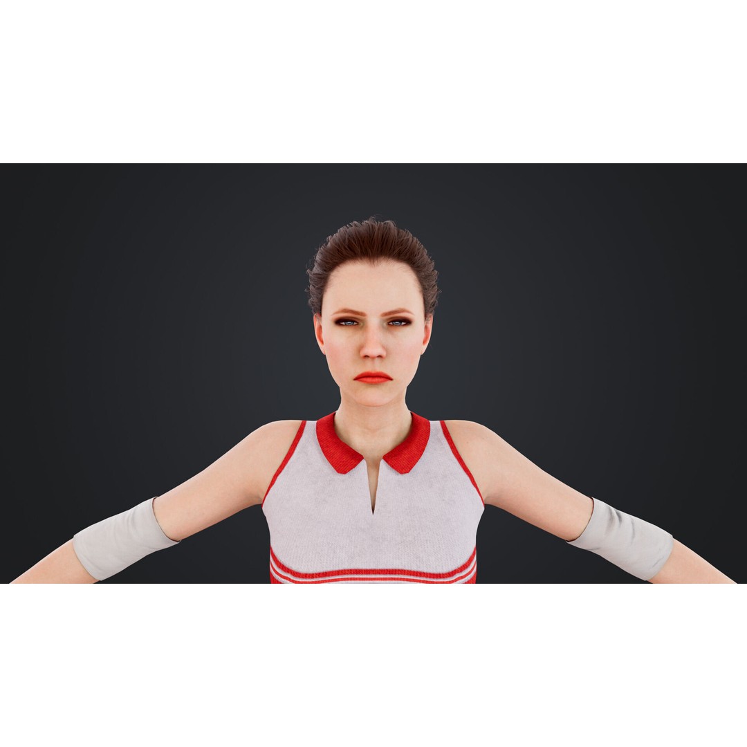 Female Volleyball Player 3D Model – Low Poly Rigged Character, FBX - View 21