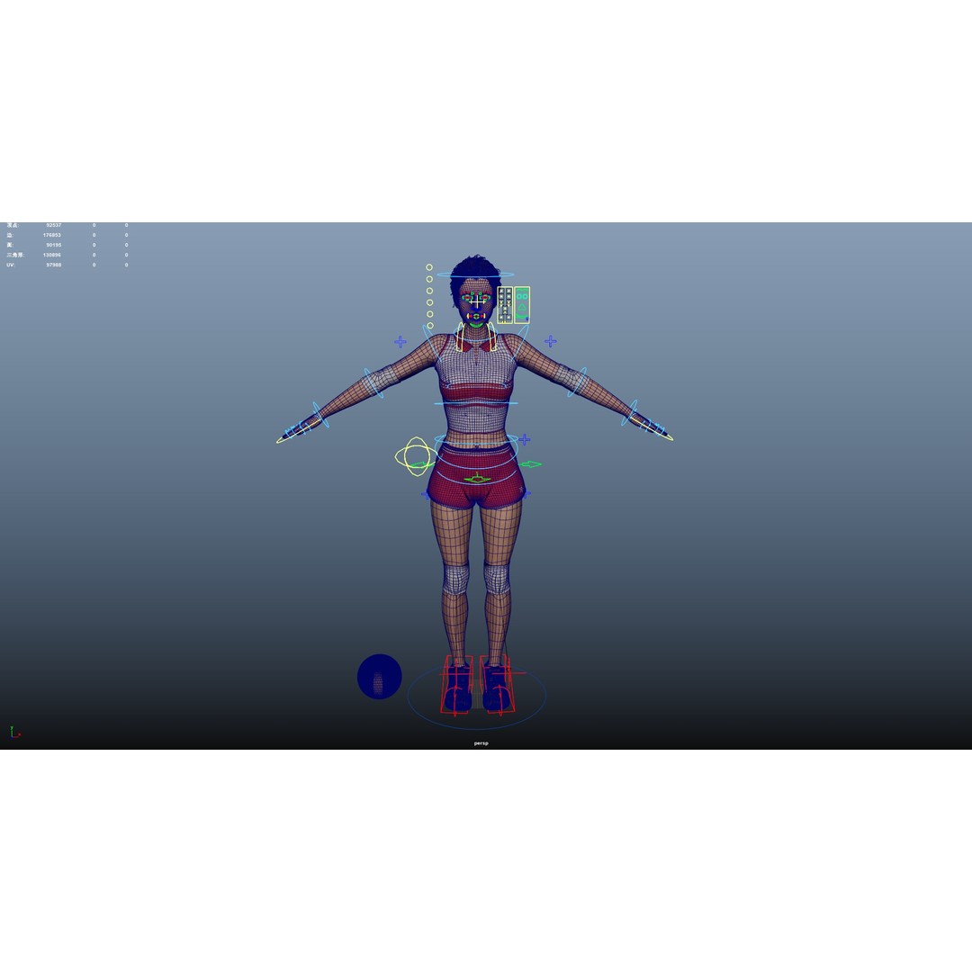 Female Volleyball Player 3D Model – Low Poly Rigged Character, FBX - View 24