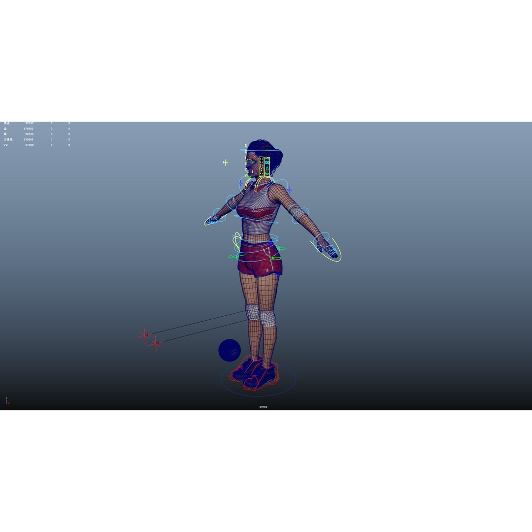Female Volleyball Player 3D Model – Low Poly Rigged Character, FBX - View 26