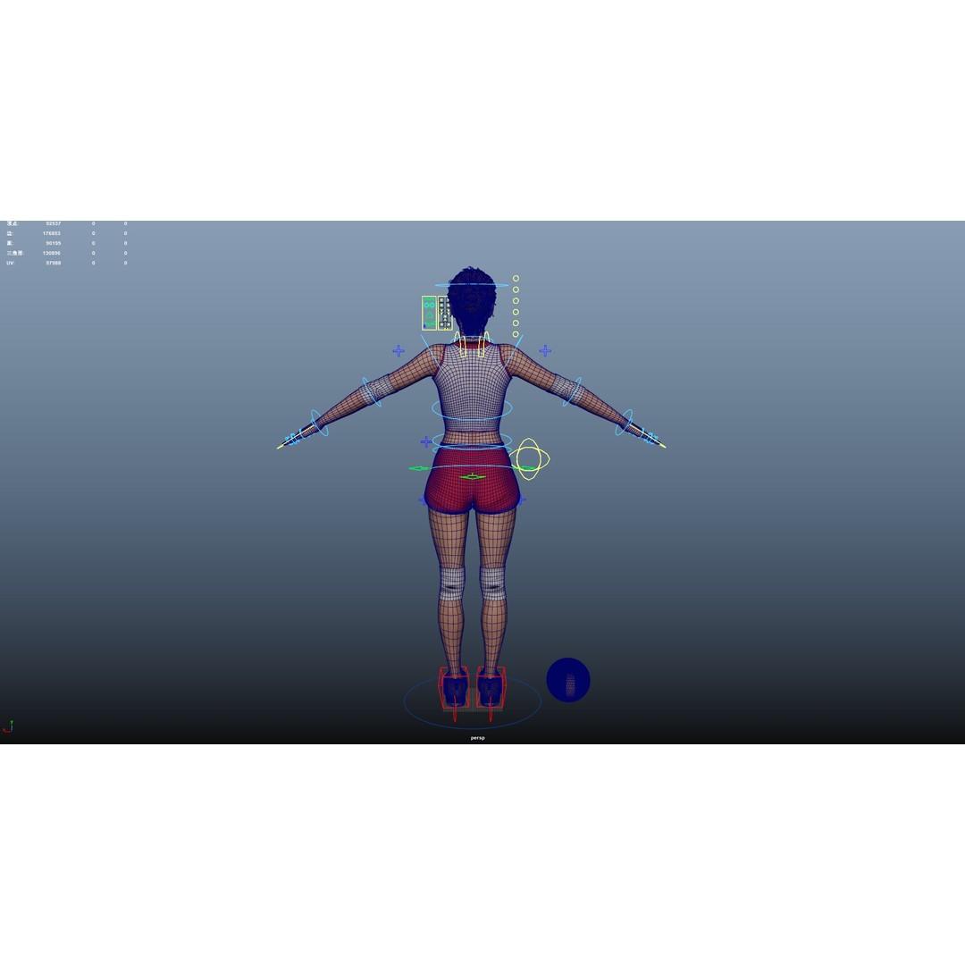 Female Volleyball Player 3D Model – Low Poly Rigged Character, FBX - View 28