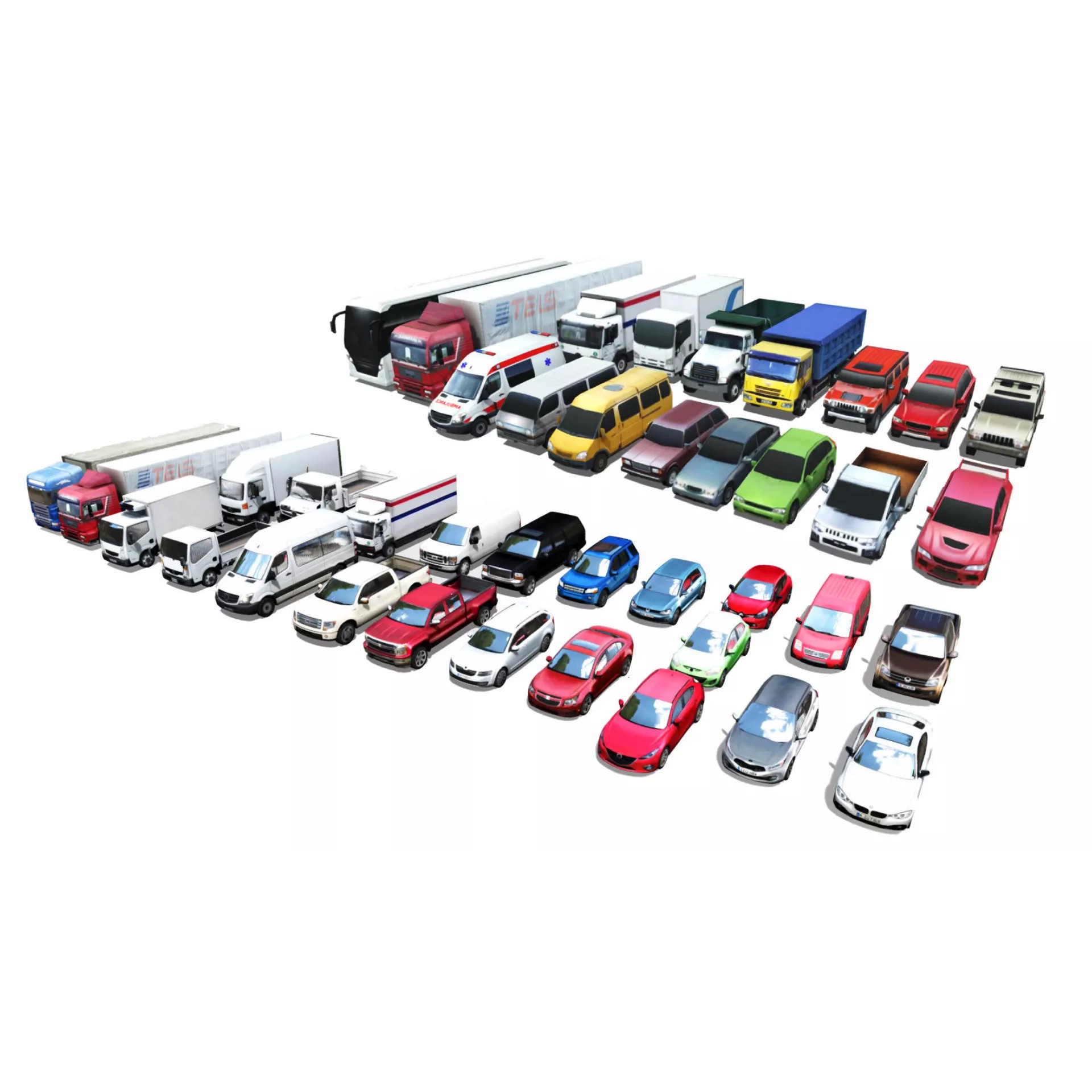 Low-Poly Vehicle Pack - Low-Poly Game-Ready 3D Model - View 2