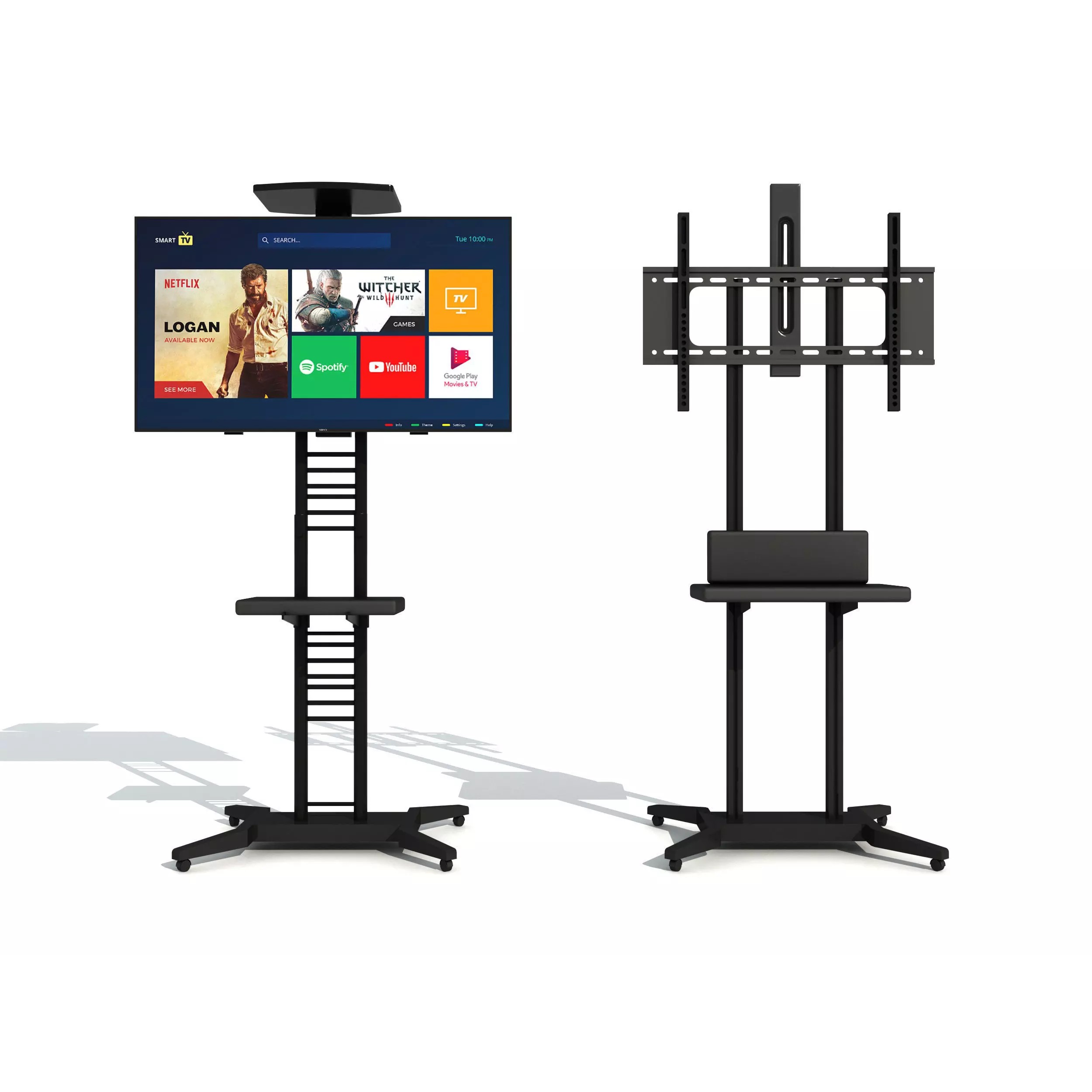 Mobile TV Cart On Wheels - Game-Ready 3D Model - View 2