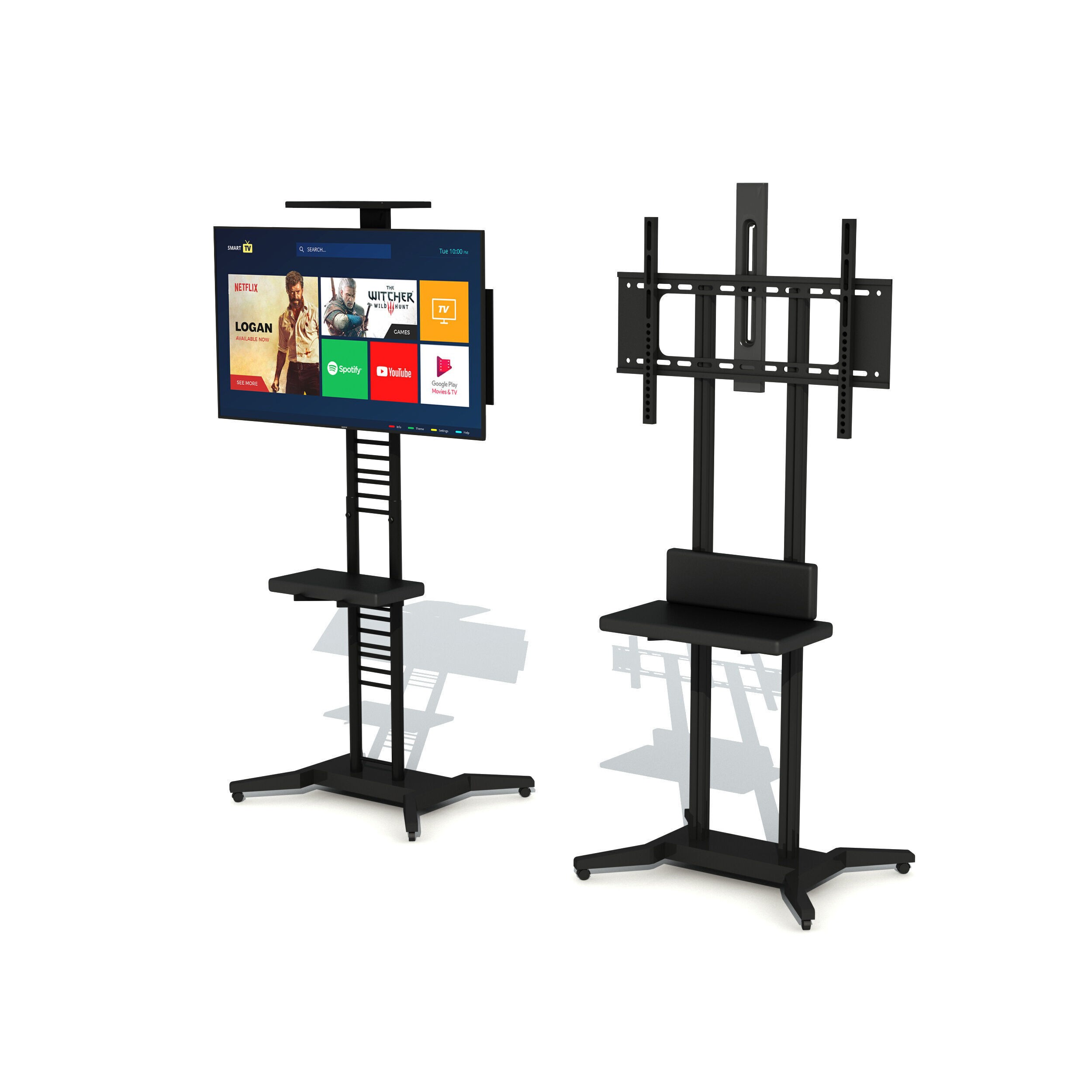 Mobile TV Cart On Wheels - Game-Ready 3D Model - View 4