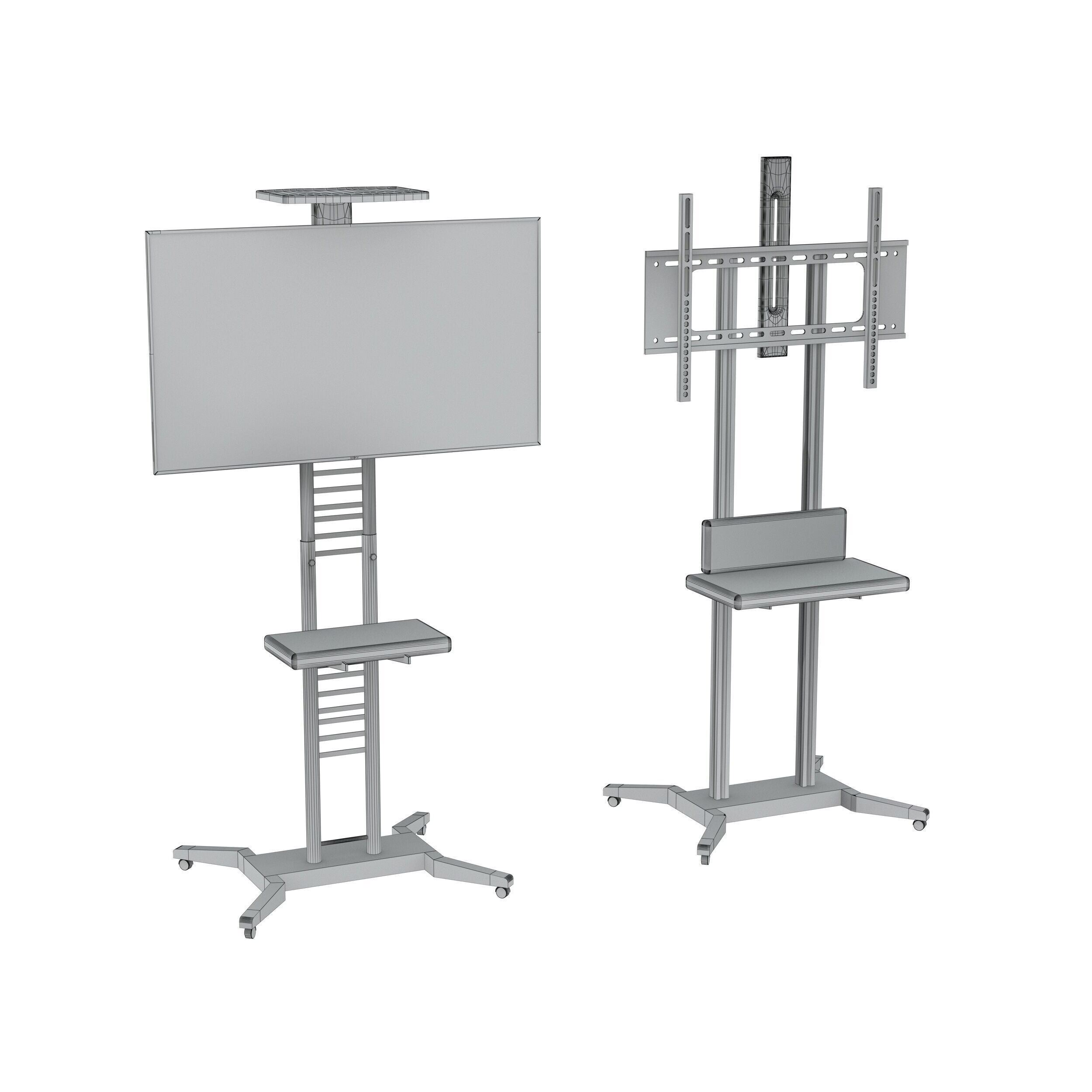 Mobile TV Cart On Wheels - Game-Ready 3D Model - View 6