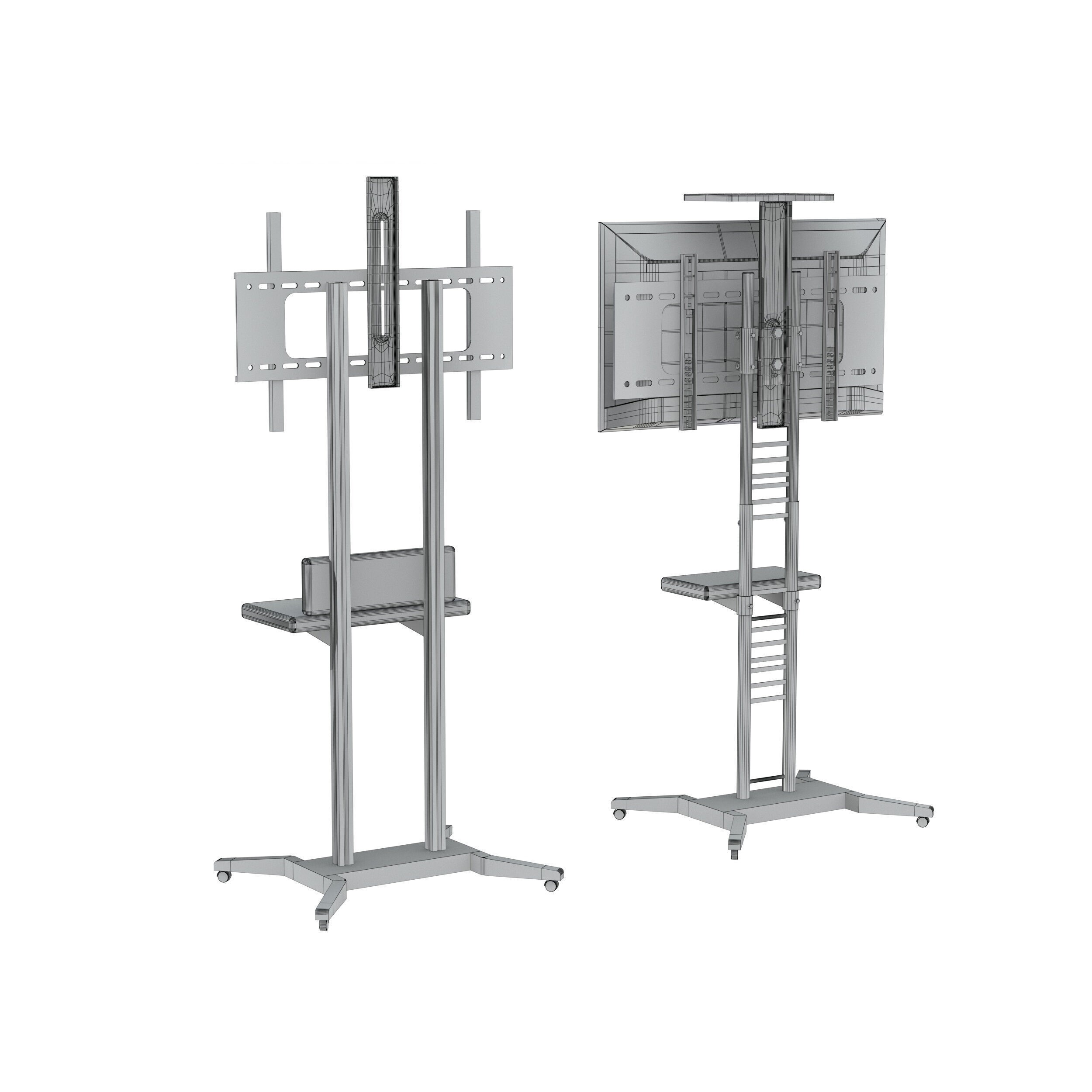 Mobile TV Cart On Wheels - Game-Ready 3D Model - View 8