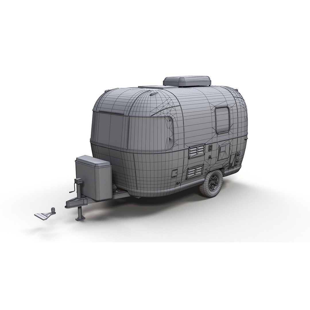 Small Camper Trailer 3D Model – Low Poly Game Asset, FBX - View 13