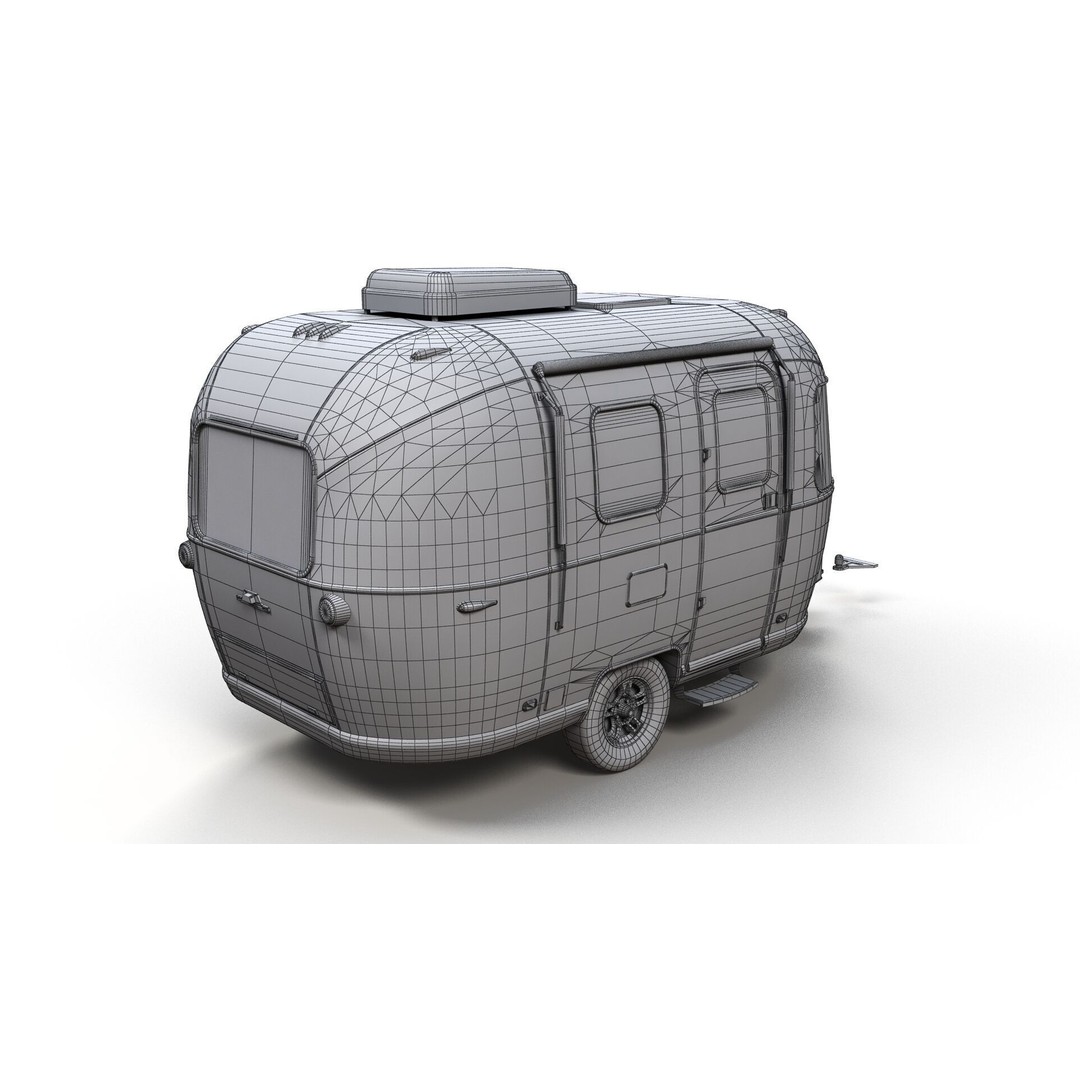 Small Camper Trailer 3D Model – Low Poly Game Asset, FBX - View 14