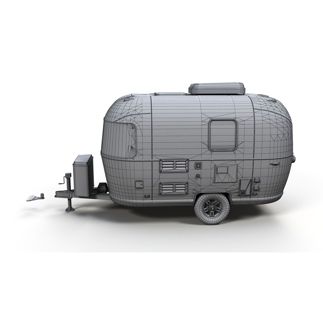 Small Camper Trailer 3D Model – Low Poly Game Asset, FBX - View 16