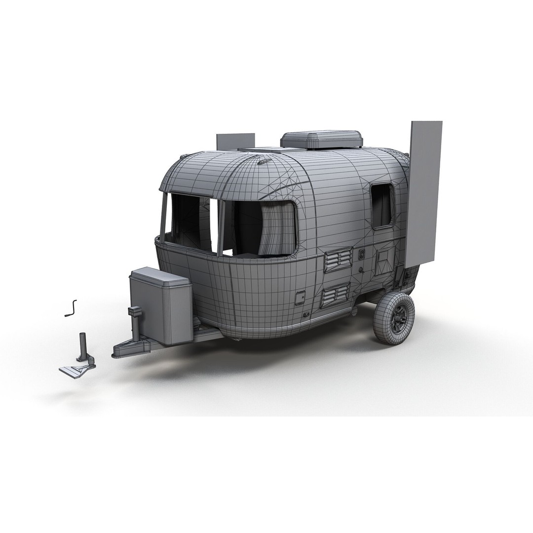 Small Camper Trailer 3D Model – Low Poly Game Asset, FBX - View 18