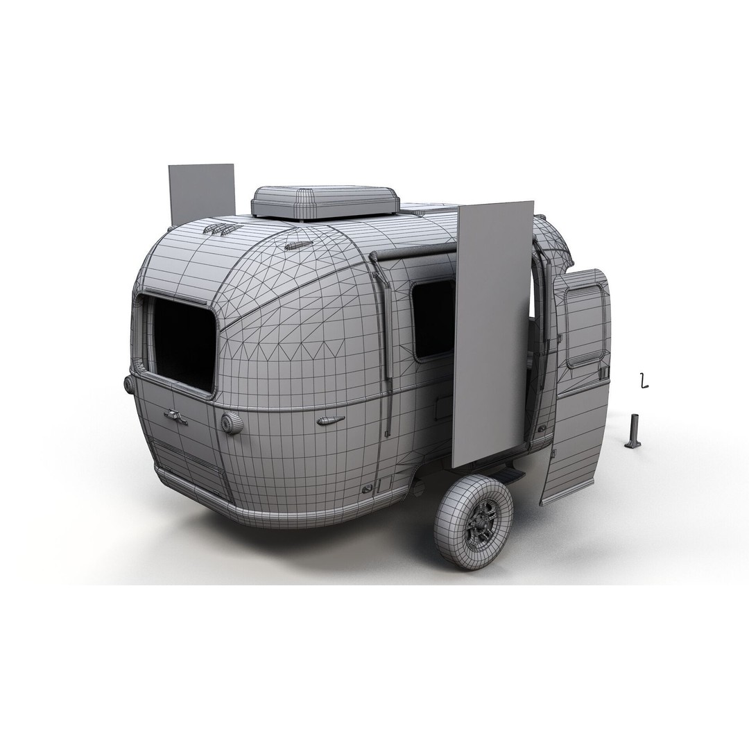Small Camper Trailer 3D Model – Low Poly Game Asset, FBX - View 19