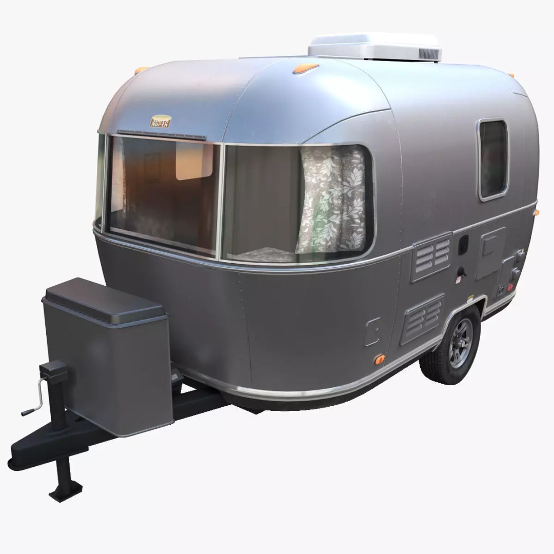 Small Camper Trailer 3D Model – Low Poly Game Asset, FBX - View 2