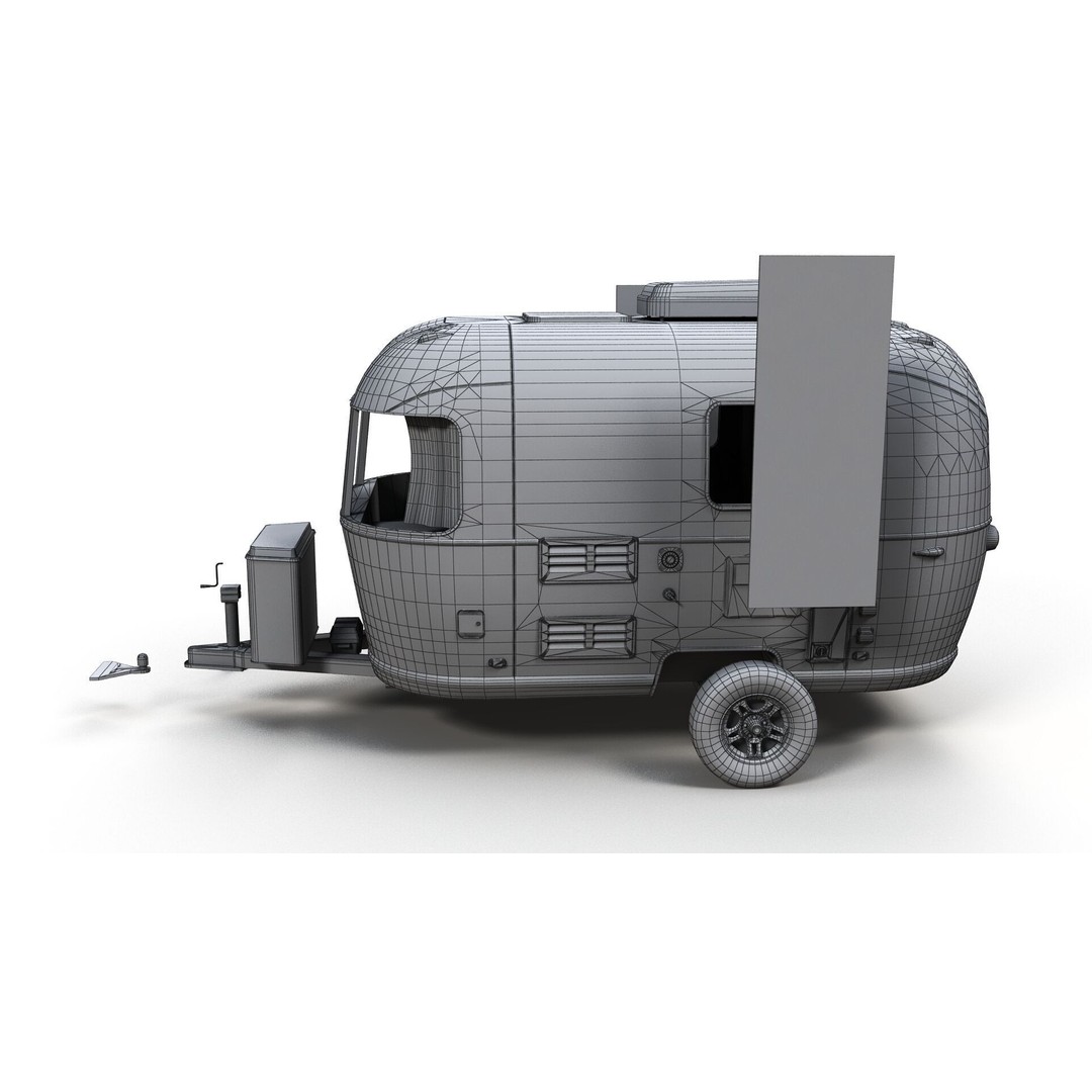 Small Camper Trailer 3D Model – Low Poly Game Asset, FBX - View 22