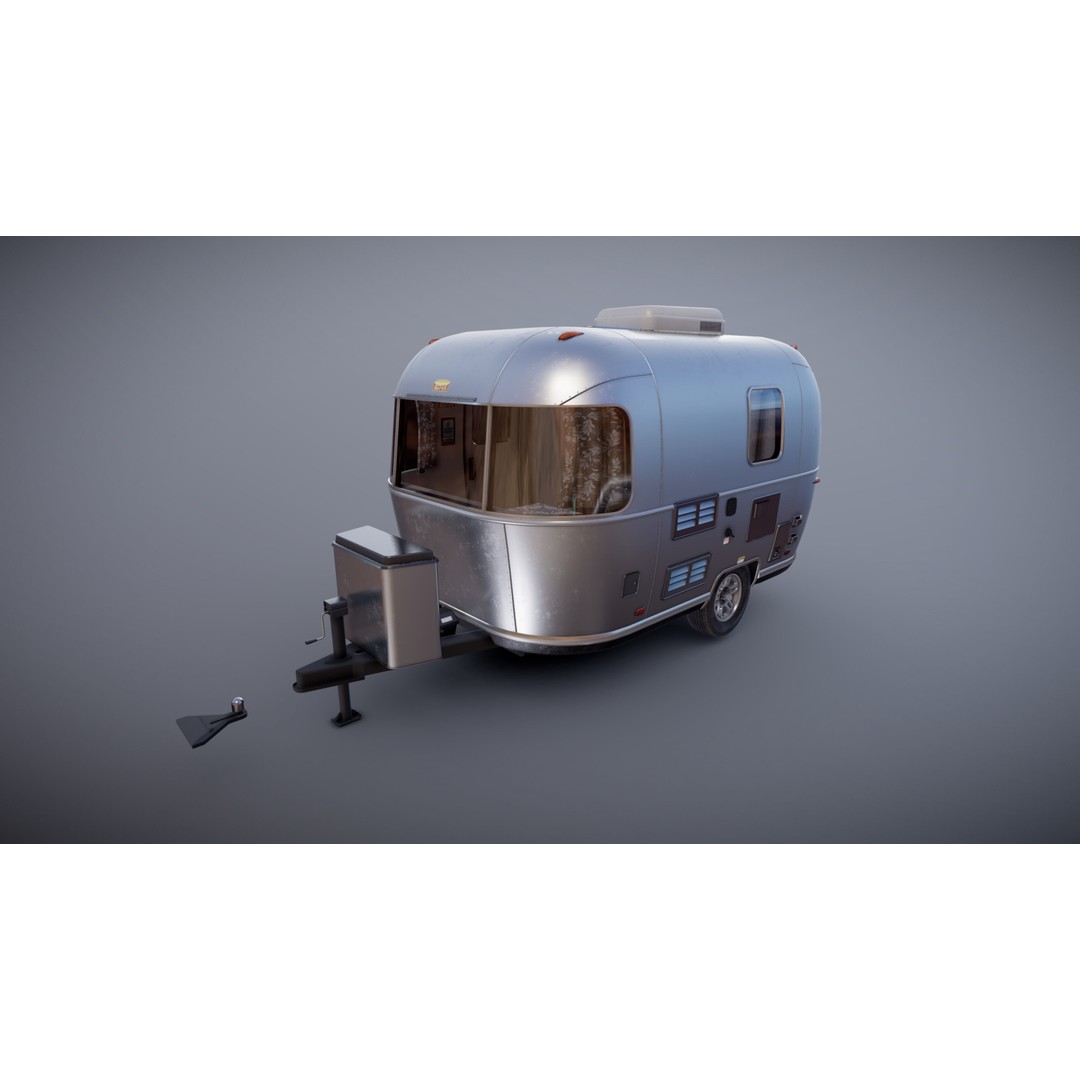 Small Camper Trailer 3D Model – Low Poly Game Asset, FBX - View 24