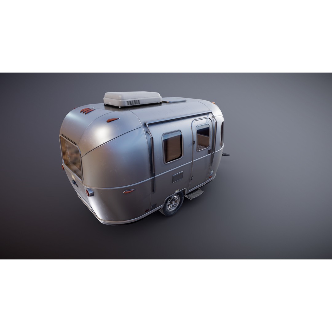 Small Camper Trailer 3D Model – Low Poly Game Asset, FBX - View 28