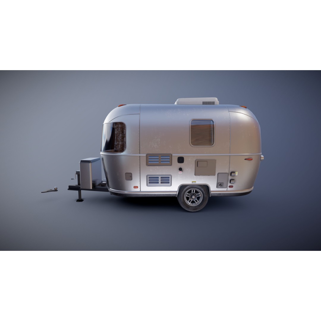 Small Camper Trailer 3D Model – Low Poly Game Asset, FBX - View 29