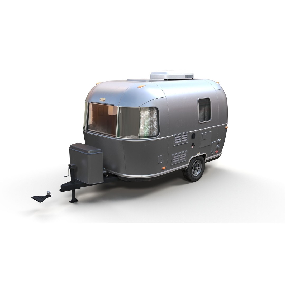Small Camper Trailer 3D Model – Low Poly Game Asset, FBX - View 3