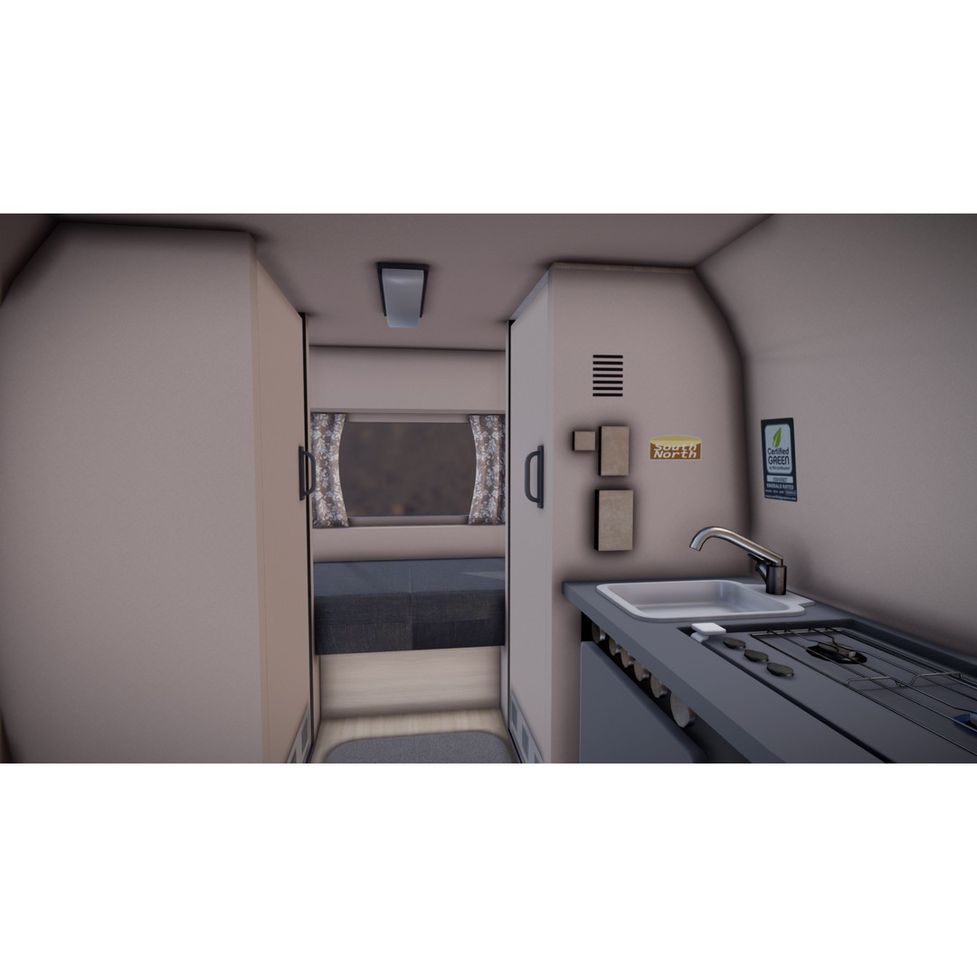 Small Camper Trailer 3D Model – Low Poly Game Asset, FBX - View 31