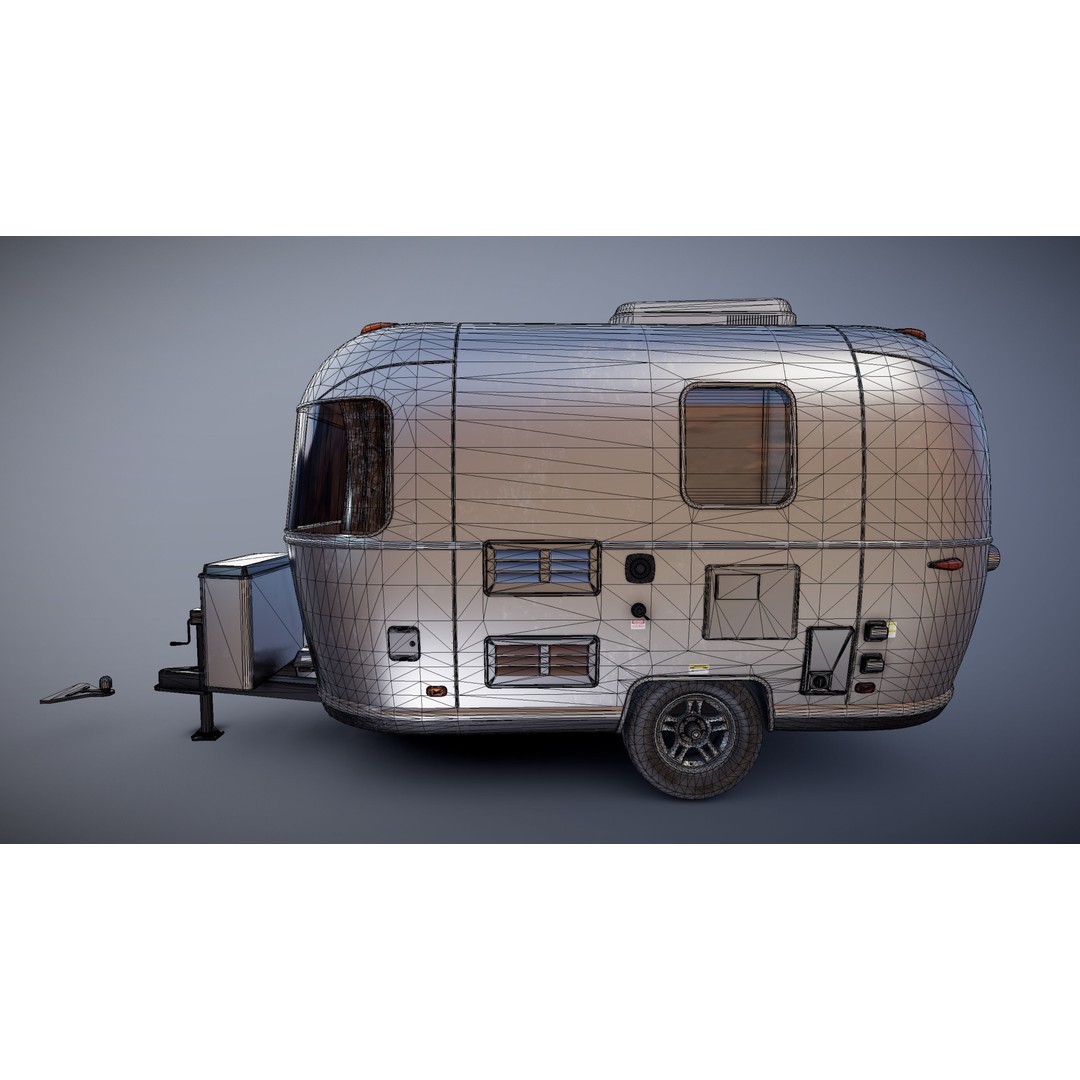 Small Camper Trailer 3D Model – Low Poly Game Asset, FBX - View 32