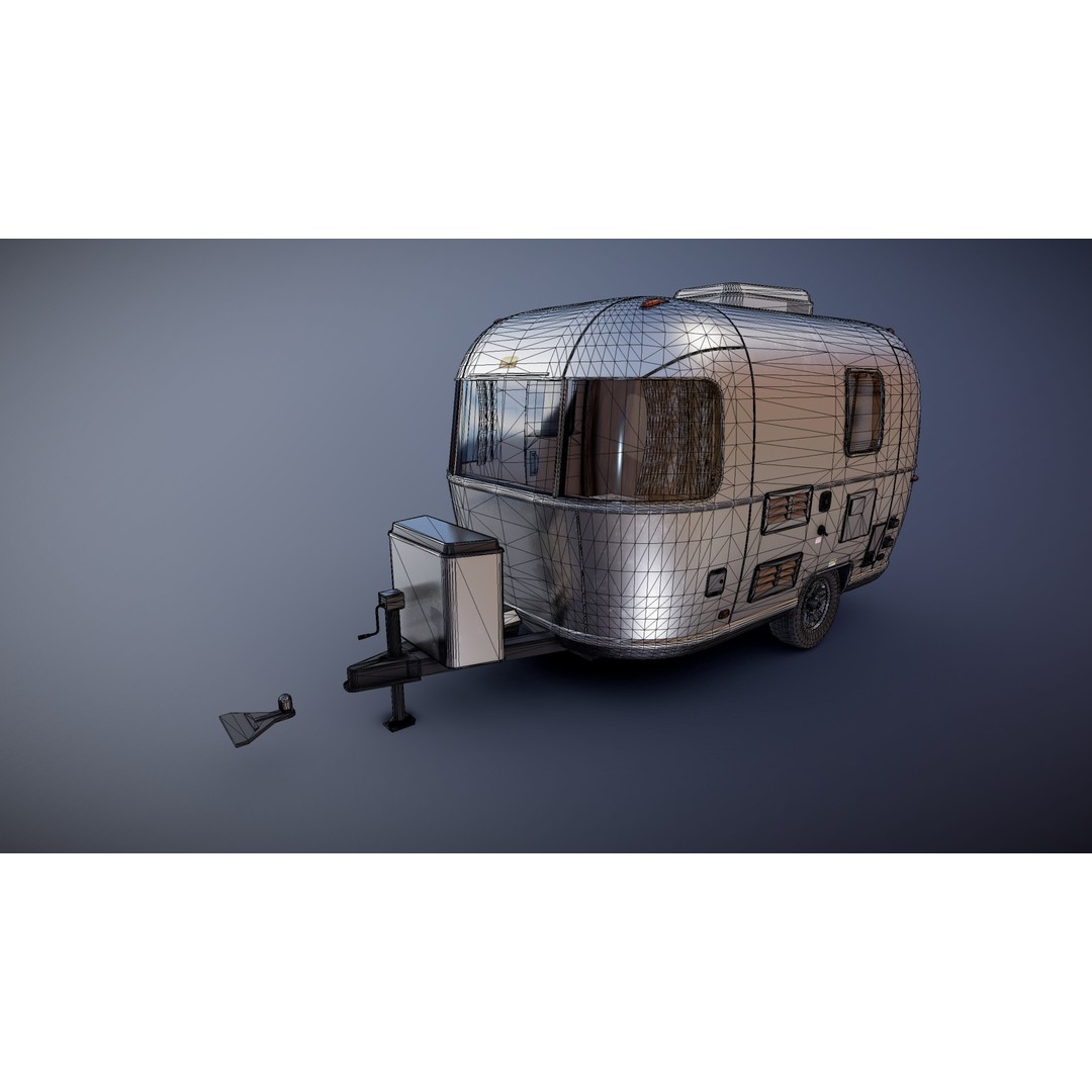 Small Camper Trailer 3D Model – Low Poly Game Asset, FBX - View 35