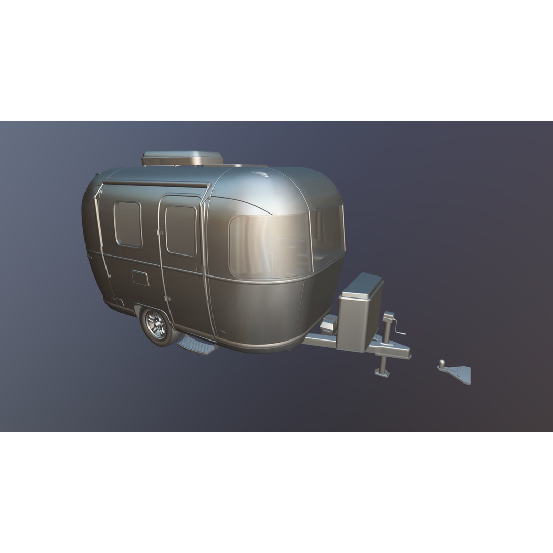 Small Camper Trailer 3D Model – Low Poly Game Asset, FBX - View 40