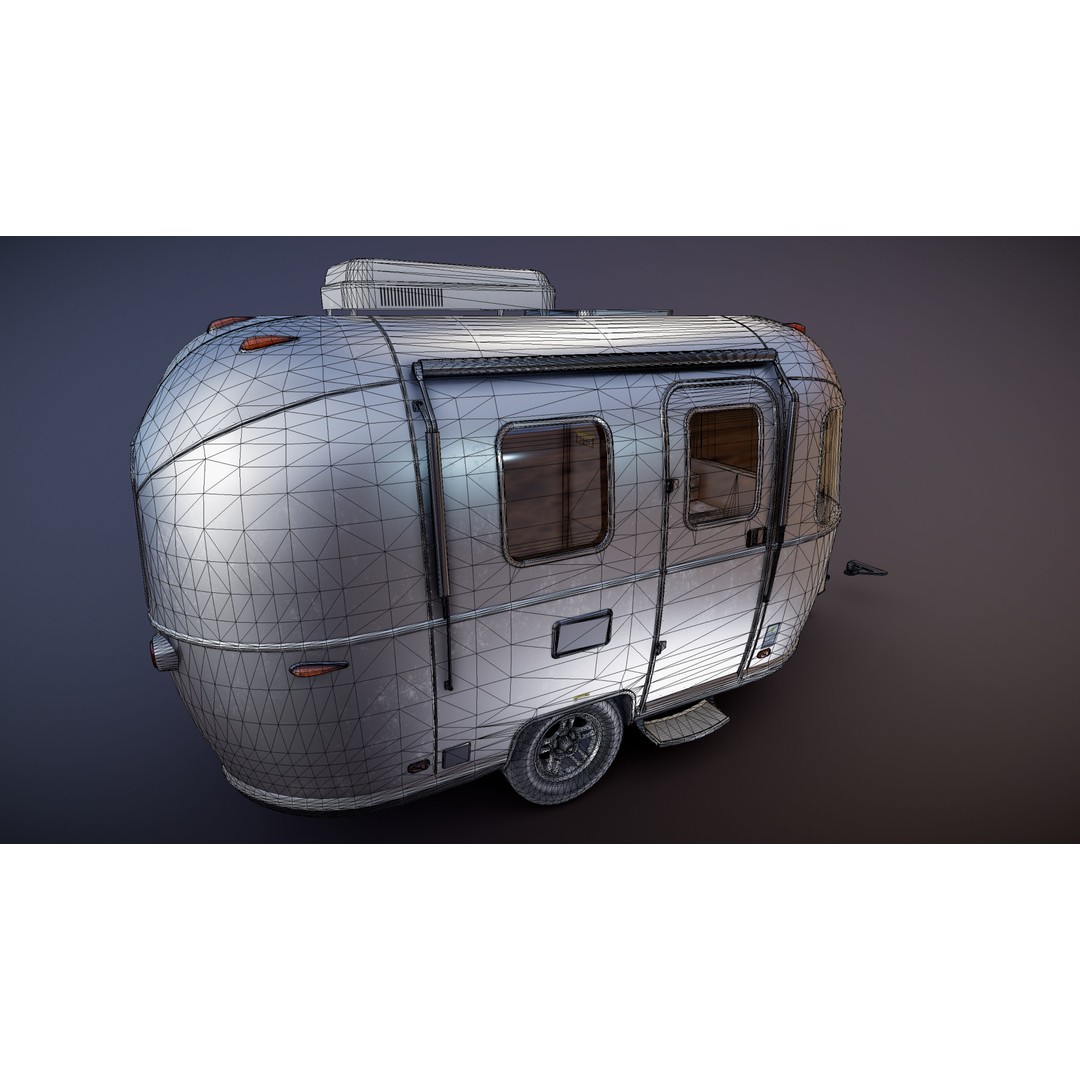 Small Camper Trailer 3D Model – Low Poly Game Asset, FBX - View 41