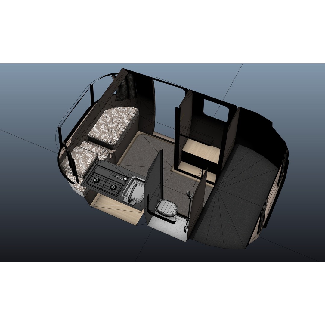Small Camper Trailer 3D Model – Low Poly Game Asset, FBX - View 48