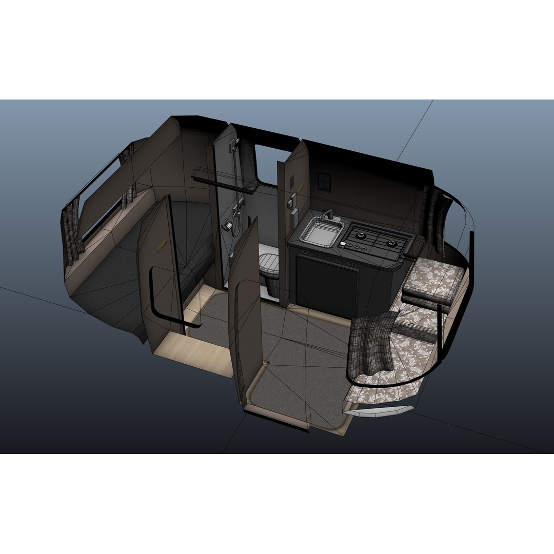 Small Camper Trailer 3D Model – Low Poly Game Asset, FBX - View 49
