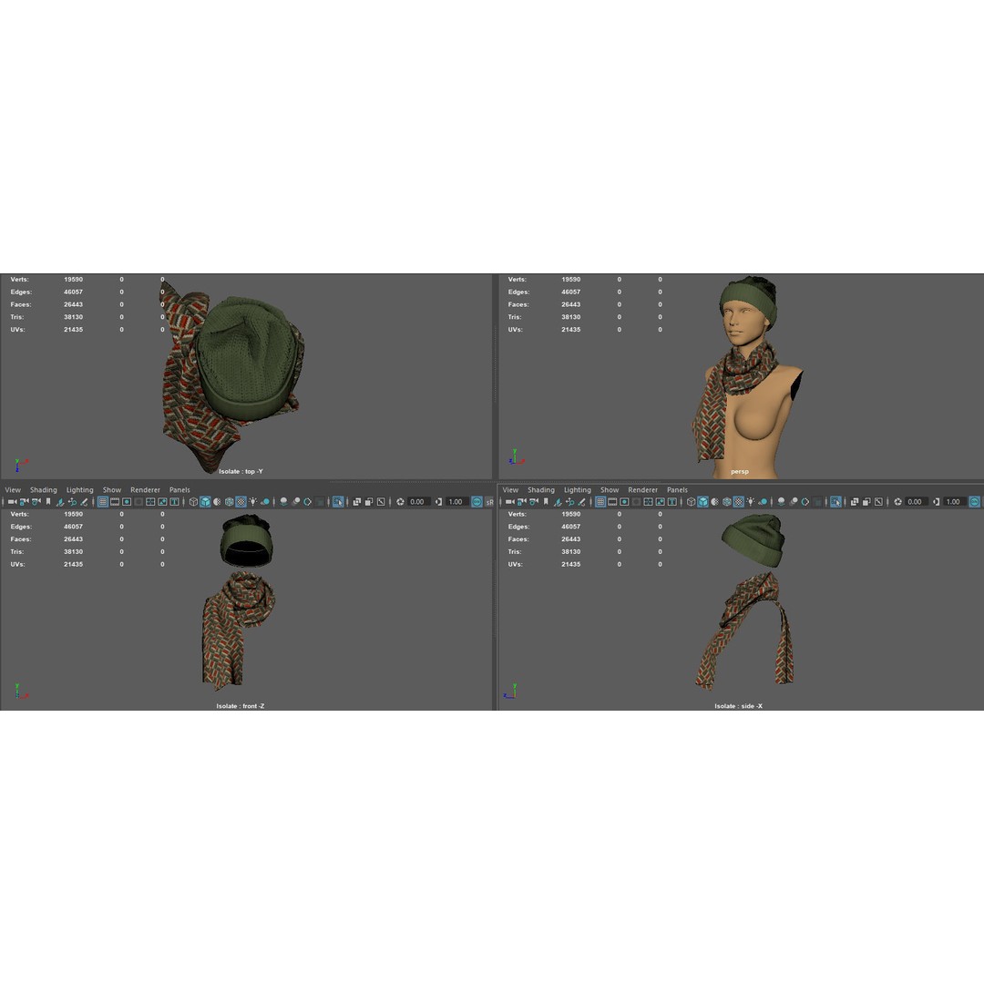 Hat and Scarf 3D Model – Fashionable Winter Clothing, PBR Textures