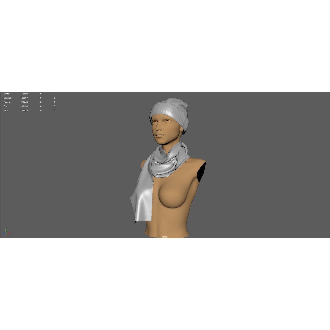 Hat and Scarf 3D Model – Fashionable Winter Clothing, PBR Textures - View 10