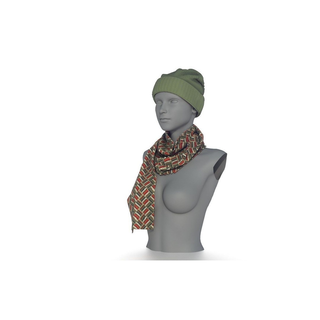 Hat and Scarf 3D Model – Fashionable Winter Clothing, PBR Textures - View 4