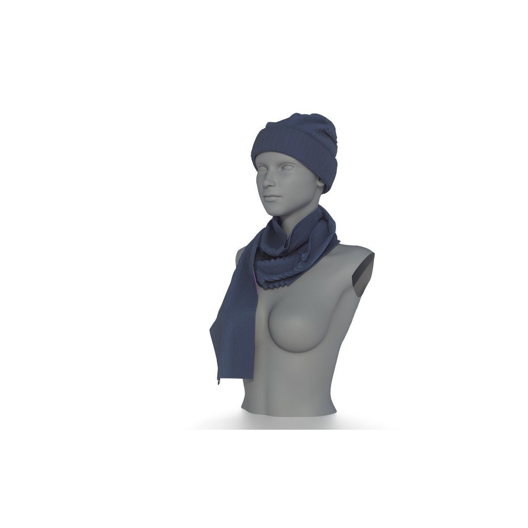 Hat and Scarf 3D Model – Fashionable Winter Clothing, PBR Textures - View 5