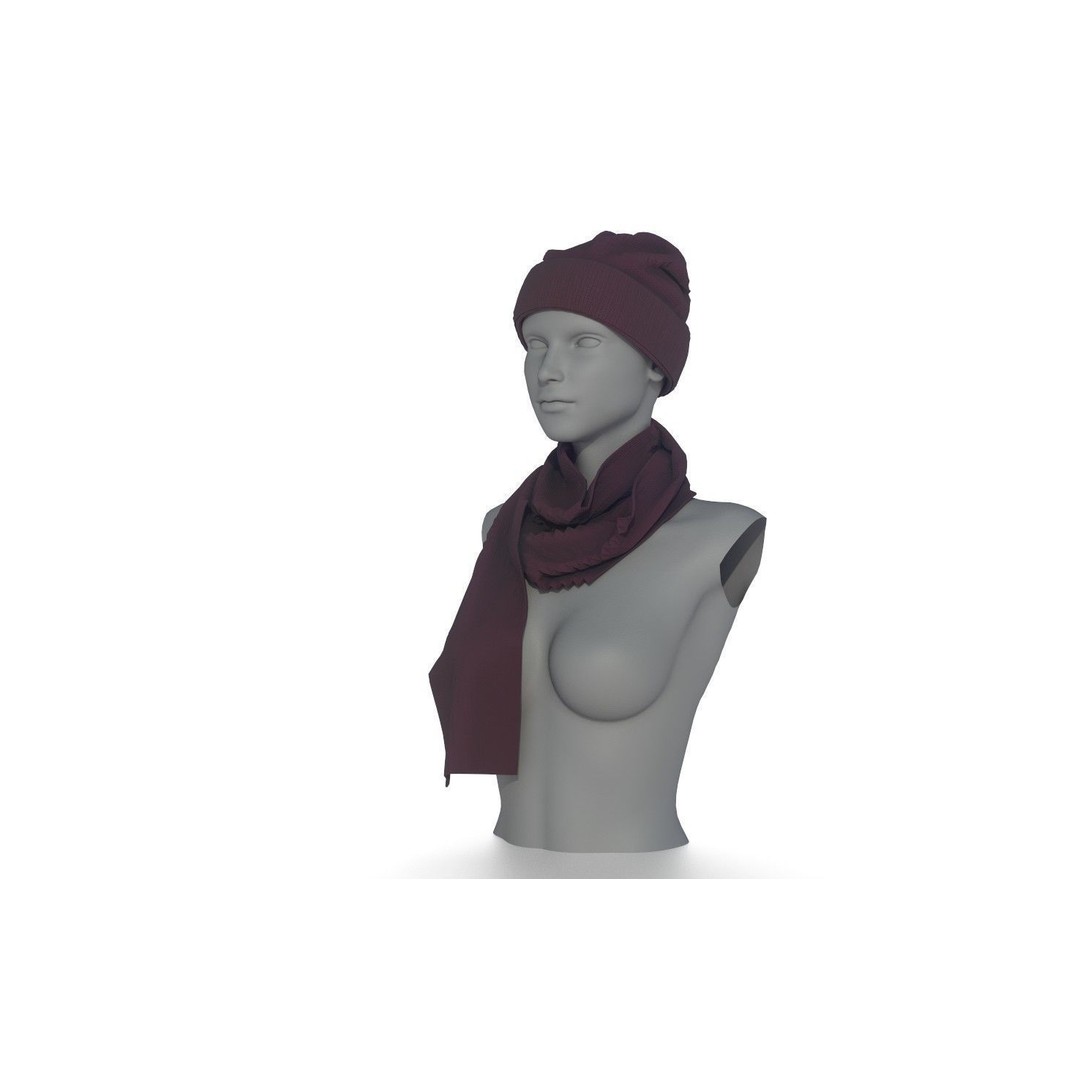 Hat and Scarf 3D Model – Fashionable Winter Clothing, PBR Textures - View 6