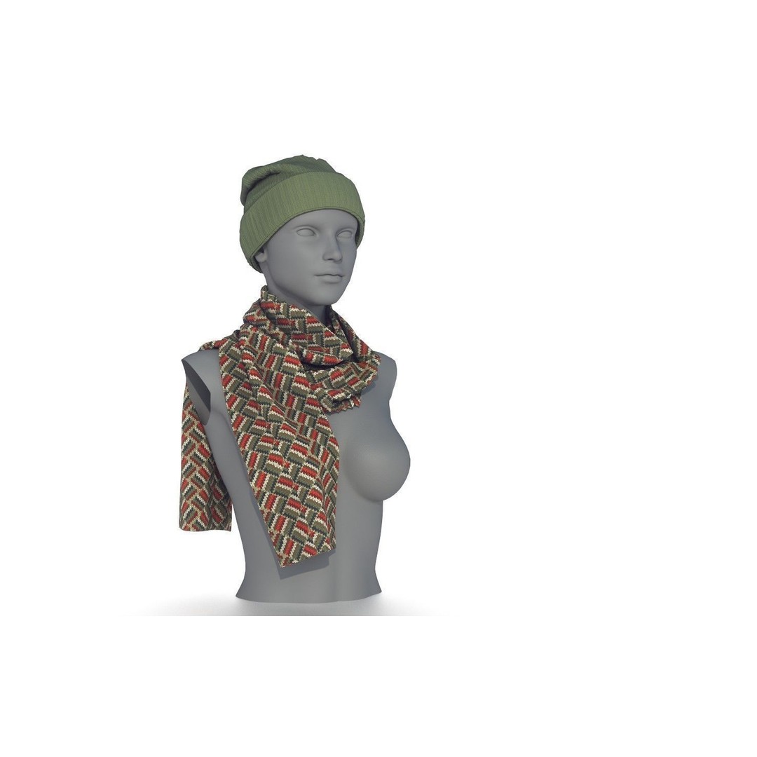 Hat and Scarf 3D Model – Fashionable Winter Clothing, PBR Textures - View 7