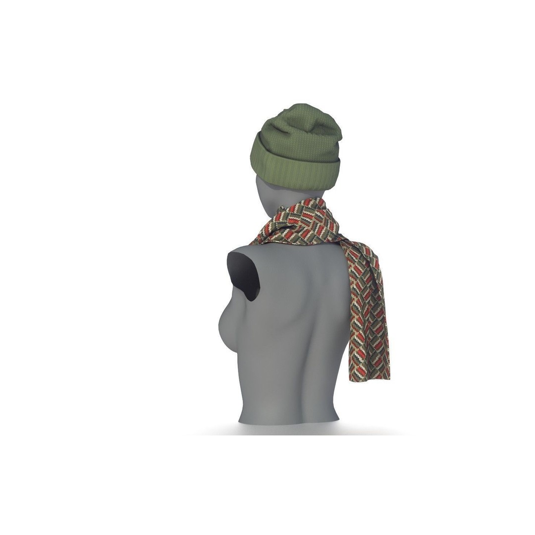 Hat and Scarf 3D Model – Fashionable Winter Clothing, PBR Textures - View 8