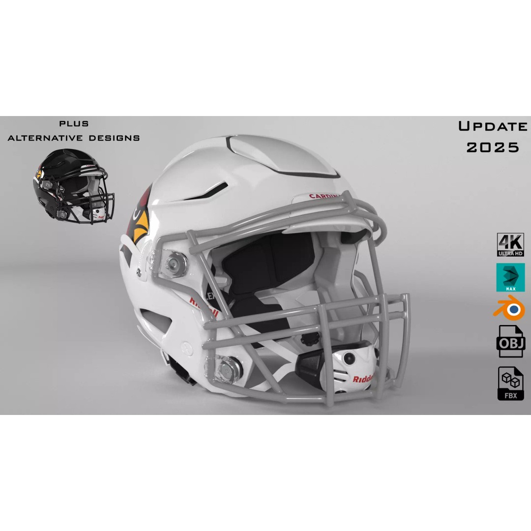 Cardinals Arizona Helmet 3D Model – PBR Game-Ready Asset, FBX, Blender - View 2