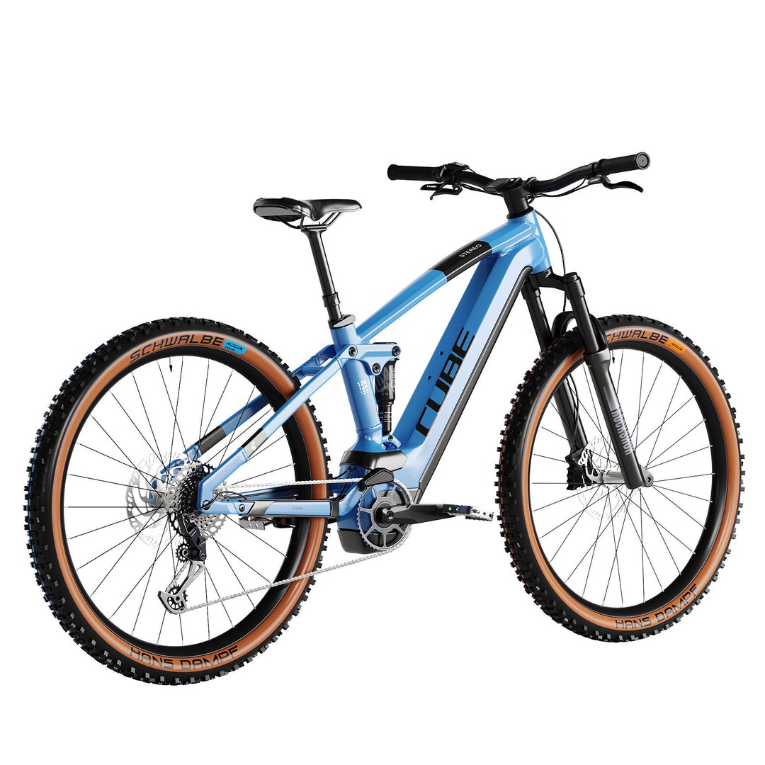 Cube Stereo Hybrid 120 TM 750 3D Model – High Poly Bicycle Asset, FBX, OBJ - View 4