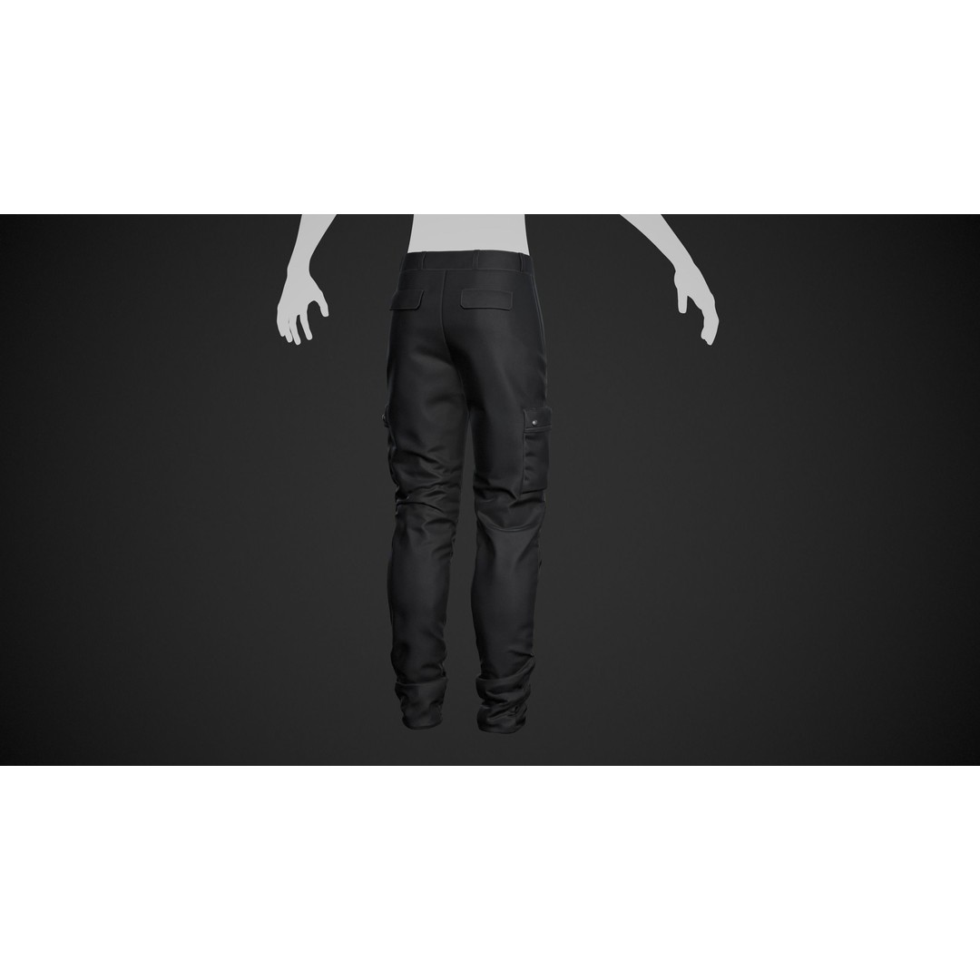 Black Snowboard Pants 3D Model – Low Poly PBR Game Asset, FBX, OBJ - View 10