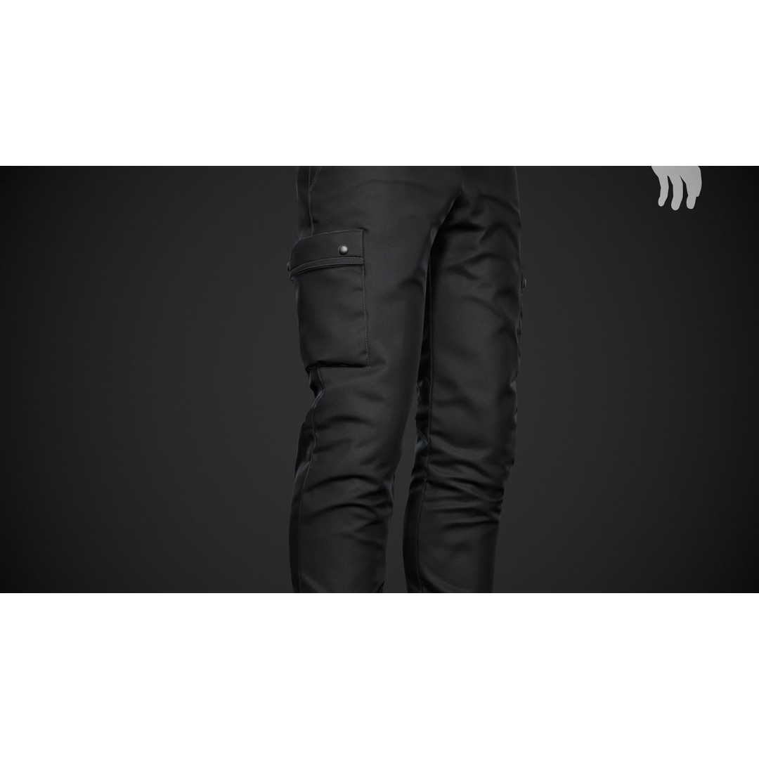 Black Snowboard Pants 3D Model – Low Poly PBR Game Asset, FBX, OBJ - View 11