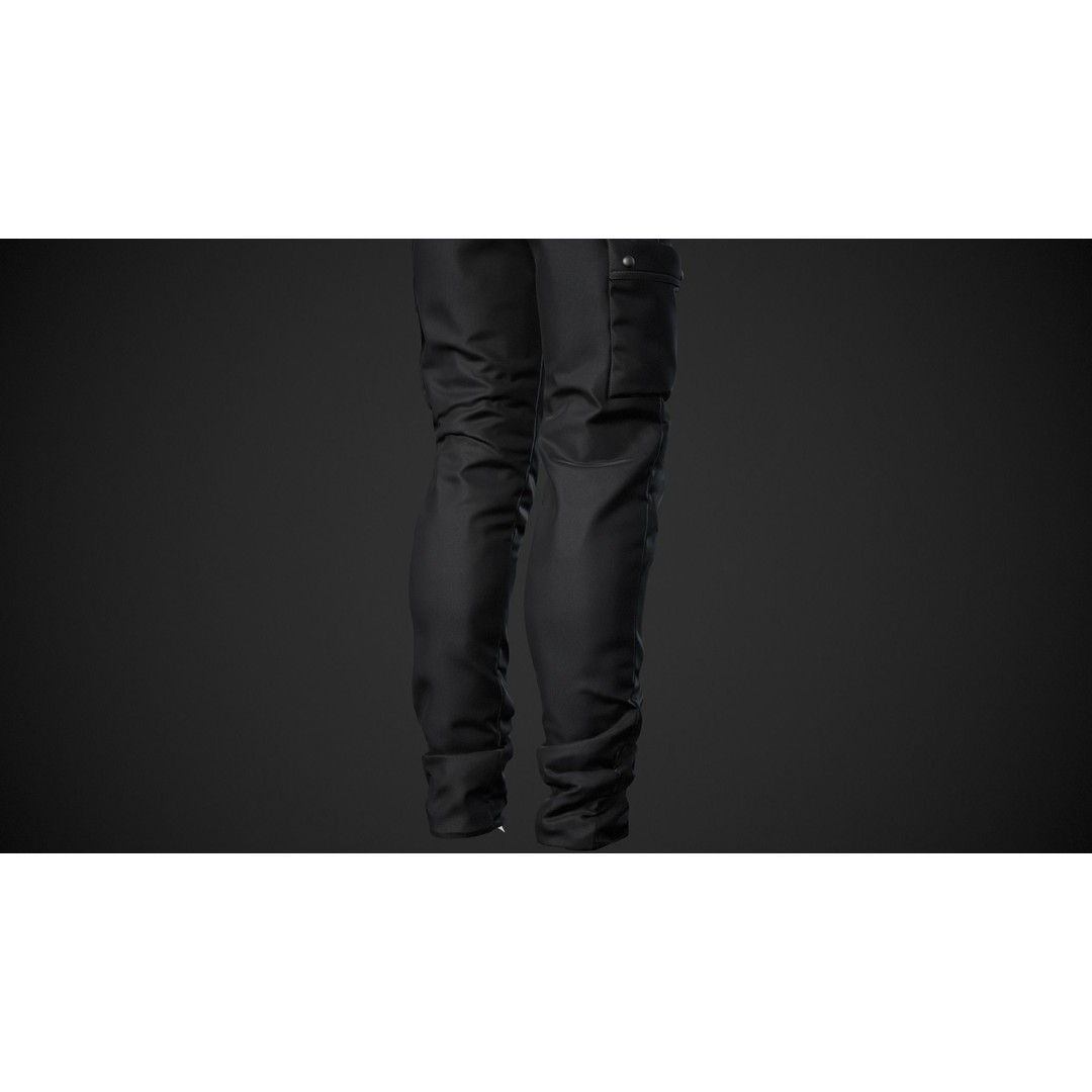 Black Snowboard Pants 3D Model – Low Poly PBR Game Asset, FBX, OBJ - View 15