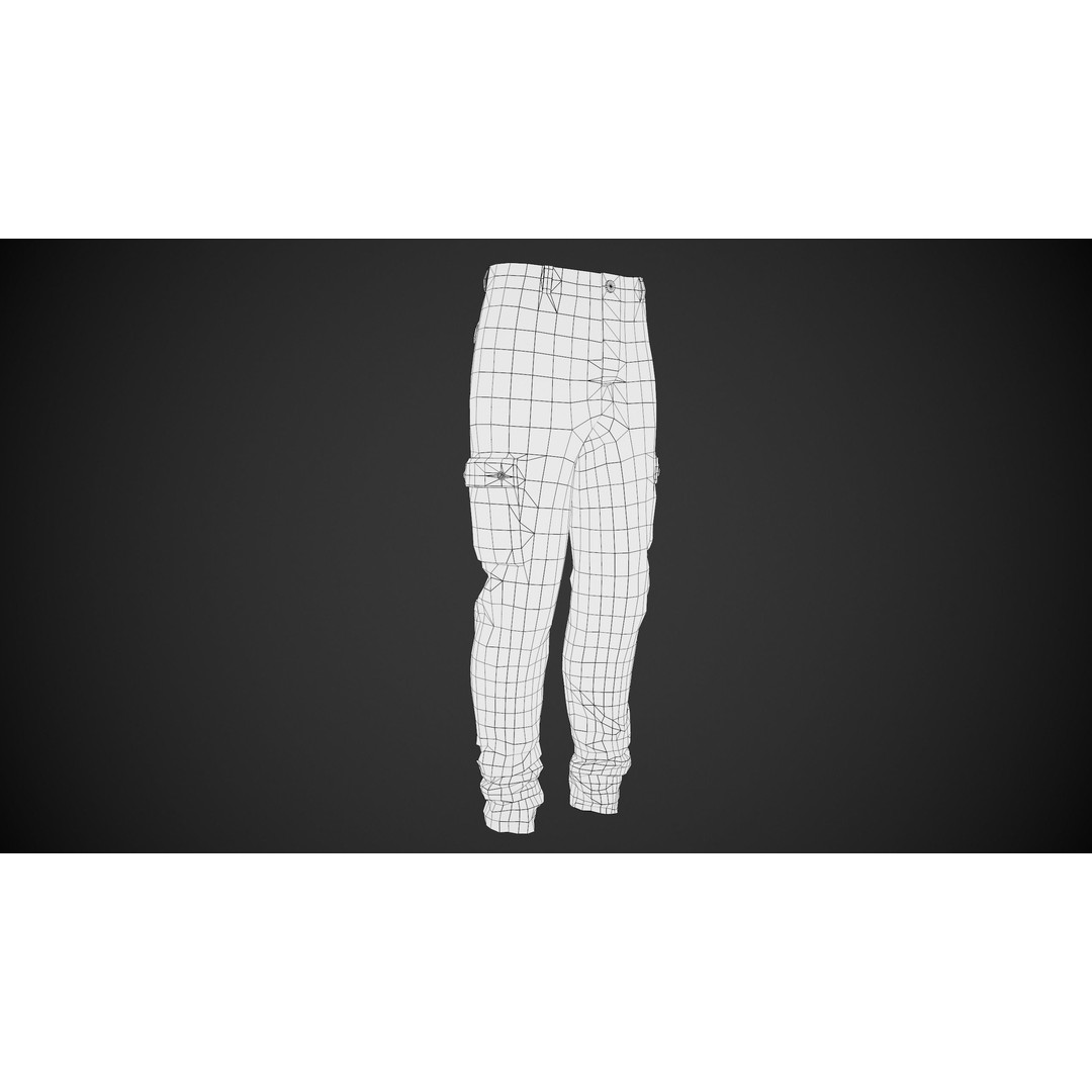 Black Snowboard Pants 3D Model – Low Poly PBR Game Asset, FBX, OBJ - View 17