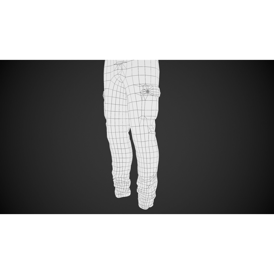 Black Snowboard Pants 3D Model – Low Poly PBR Game Asset, FBX, OBJ - View 19